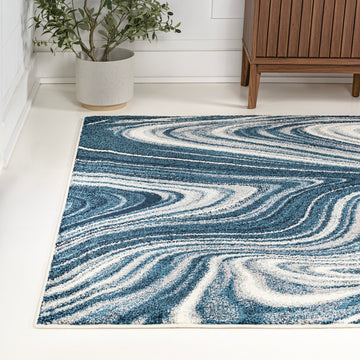 Eleni Contemporary Glam Abstract Marble Area Rug
